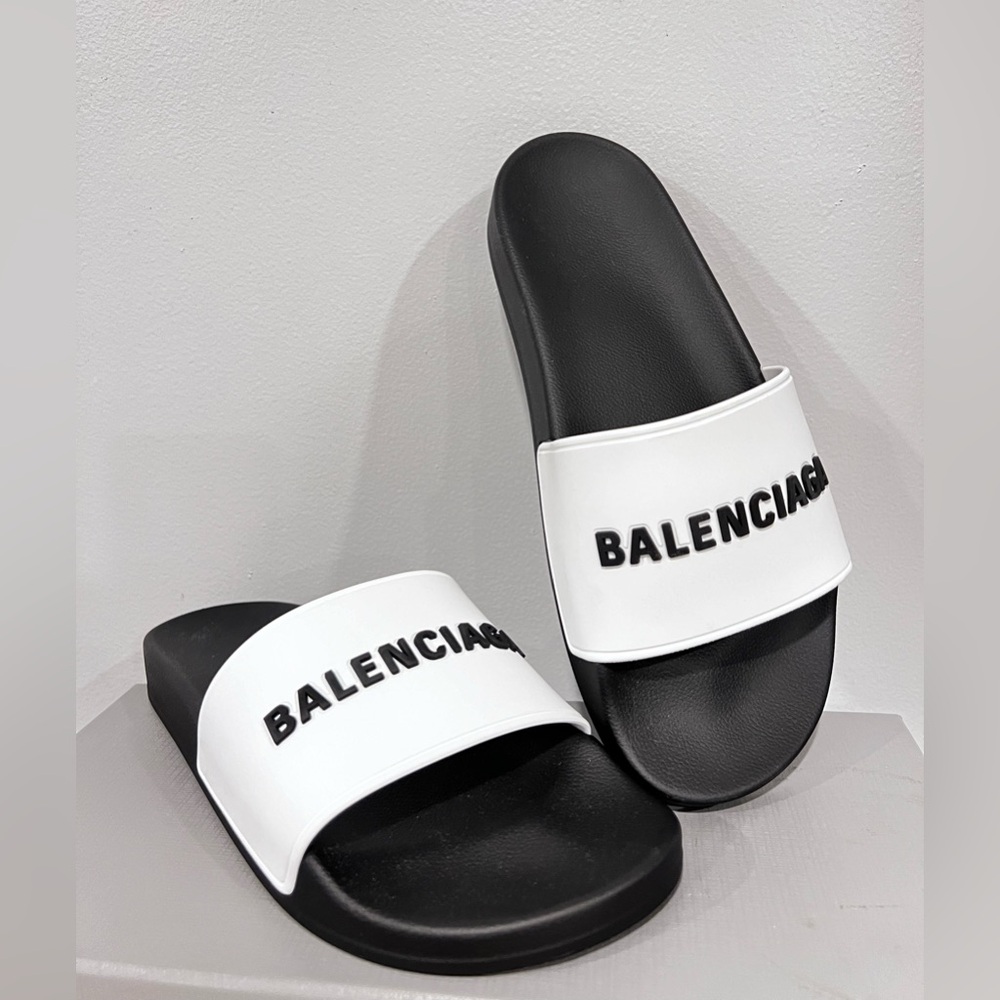 Balenciaga Rubber Slides Sandal White/Black size 40